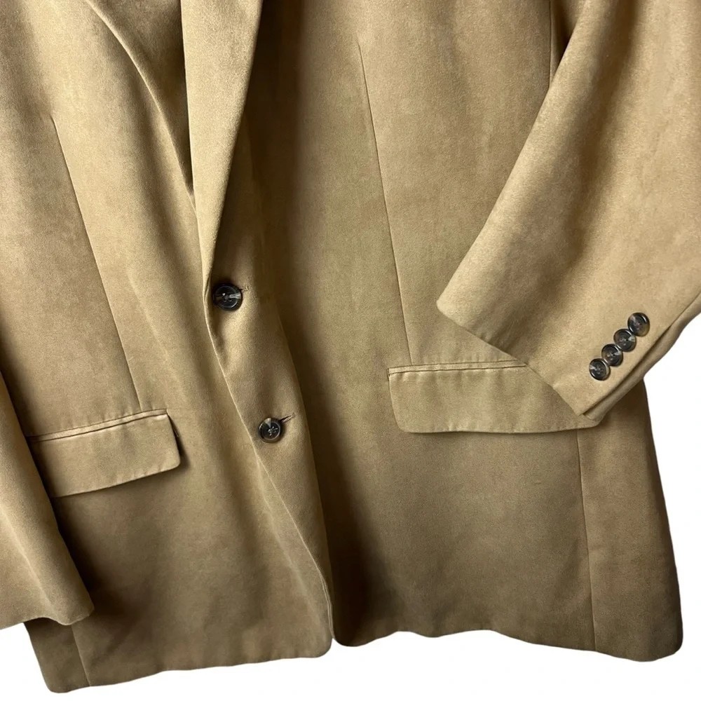 CHAPS Ralph Lauren Faux Suede Jacket Men’s Blazer Sports Suit Coat SZ 48L Tan